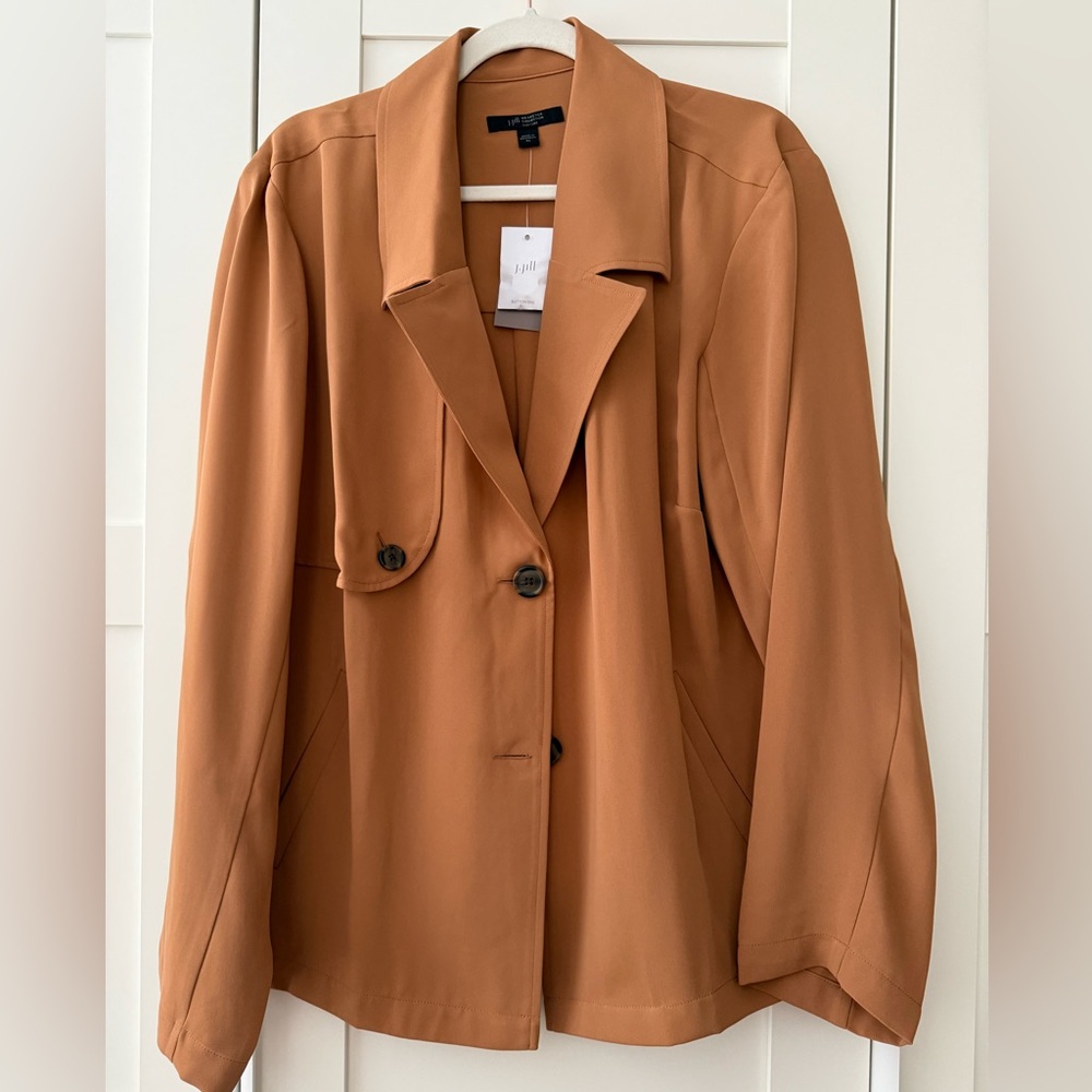 J. Jill Cropped Trench Jacket in Camel Brown, XL